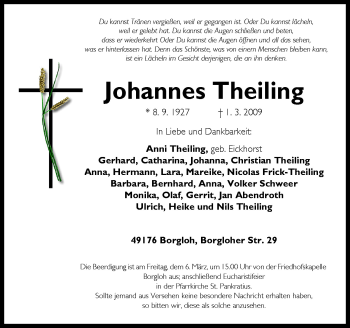 Traueranzeige von Johannes Theiling von Neue Osnabrücker Zeitung GmbH & Co. KG