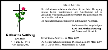 Traueranzeige von Katharina Nottberg von Neue Osnabrücker Zeitung GmbH & Co. KG