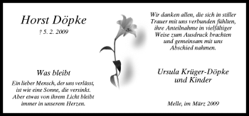 Traueranzeige von Horst Döpke von Neue Osnabrücker Zeitung GmbH & Co. KG