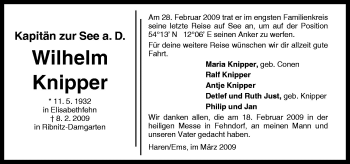 Traueranzeige von Wilhelm Knipper von Neue Osnabrücker Zeitung GmbH & Co. KG