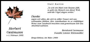 Traueranzeige von Herbert Oestmann von Neue Osnabrücker Zeitung GmbH & Co. KG