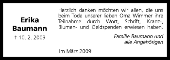 Traueranzeige von Erika Baumann von Neue Osnabrücker Zeitung GmbH & Co. KG
