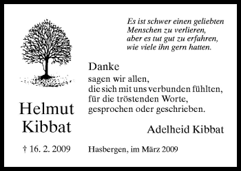 Traueranzeige von Helmut Kibbat von Neue Osnabrücker Zeitung GmbH & Co. KG