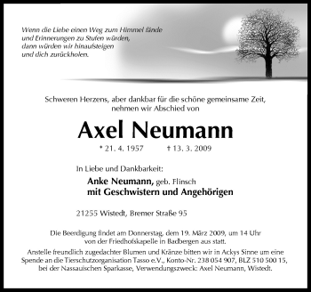 Traueranzeige von Axel Neumann von Neue Osnabrücker Zeitung GmbH & Co. KG