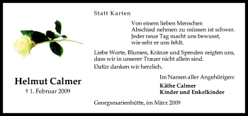 Traueranzeige von Helmut Calmer von Neue Osnabrücker Zeitung GmbH & Co. KG