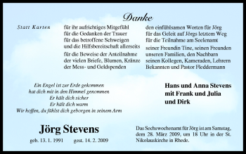 Traueranzeige von Jörg Stevens von Neue Osnabrücker Zeitung GmbH & Co. KG