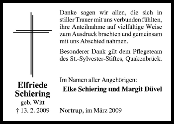 Traueranzeige von Elfriede Schiering von Neue Osnabrücker Zeitung GmbH & Co. KG