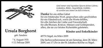 Traueranzeige von Ursula Borghorst von Neue Osnabrücker Zeitung GmbH & Co. KG