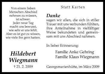 Traueranzeige von Hildebert Wiegmann von Neue Osnabrücker Zeitung GmbH & Co. KG