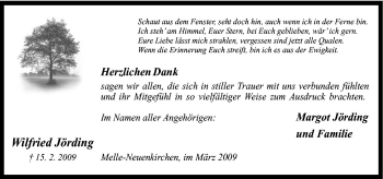 Traueranzeige von Wilfried Jörding von Neue Osnabrücker Zeitung GmbH & Co. KG