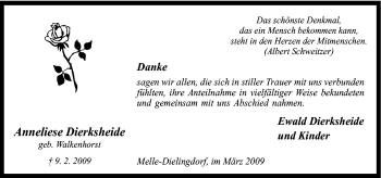 Traueranzeige von Anneliese Dierksheide von Neue Osnabrücker Zeitung GmbH & Co. KG