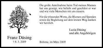 Traueranzeige von Franz Düsing von Neue Osnabrücker Zeitung GmbH & Co. KG