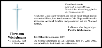 Traueranzeige von Hermann Wichelmann von Neue Osnabrücker Zeitung GmbH & Co. KG