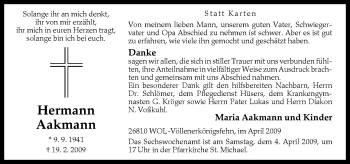 Traueranzeige von Hermann Aakmann von Neue Osnabrücker Zeitung GmbH & Co. KG