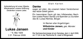 Traueranzeige von Lukas Jansen von Neue Osnabrücker Zeitung GmbH & Co. KG