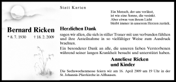 Traueranzeige von Bernard Ricken von Neue Osnabrücker Zeitung GmbH & Co. KG