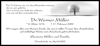 Traueranzeige von Werner Müller von Neue Osnabrücker Zeitung GmbH & Co. KG