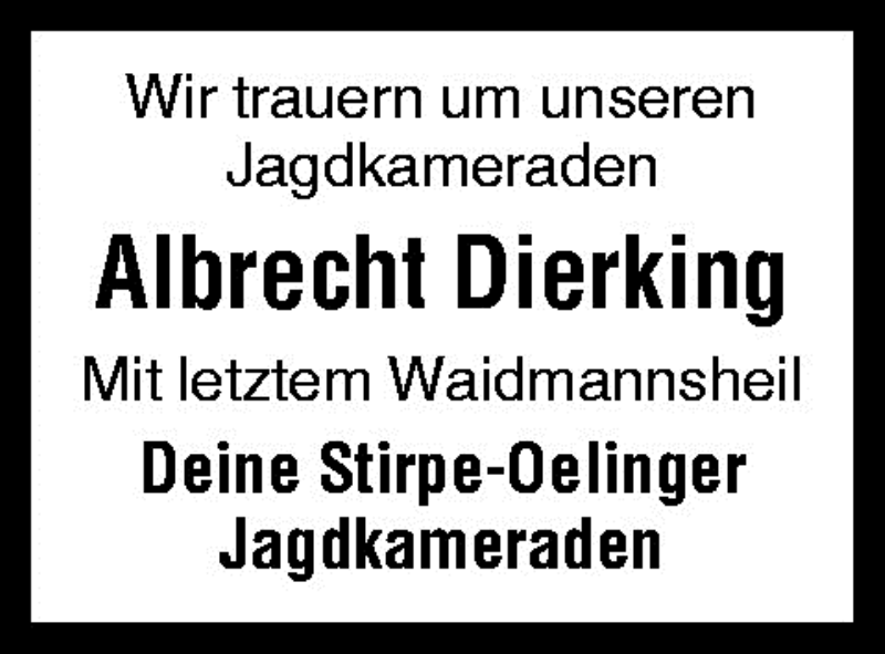  Traueranzeige für Albrecht Dierking vom 14.04.2009 aus Neue Osnabrücker Zeitung GmbH & Co. KG