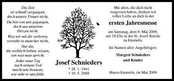Traueranzeige von Josef Schniedres von Neue Osnabrücker Zeitung GmbH & Co. KG