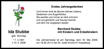 Traueranzeige von Ida Stubbe von Neue Osnabrücker Zeitung GmbH & Co. KG
