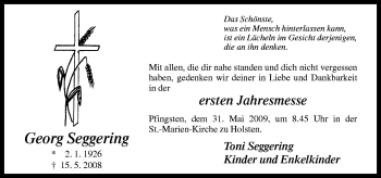 Traueranzeige von Georg Seggering von Neue Osnabrücker Zeitung GmbH & Co. KG