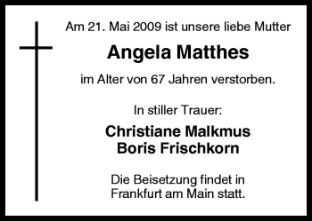 Traueranzeige von Angela Matthes von Neue Osnabrücker Zeitung GmbH & Co. KG