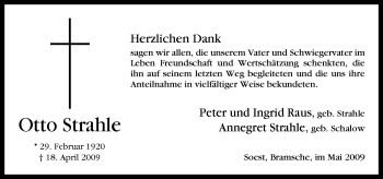Traueranzeige von Otto Strahle von Neue Osnabrücker Zeitung GmbH & Co. KG