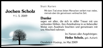 Traueranzeige von Jochen Scholz von Neue Osnabrücker Zeitung GmbH & Co. KG