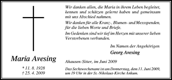 Traueranzeige von Maria Aversing von Neue Osnabrücker Zeitung GmbH & Co. KG