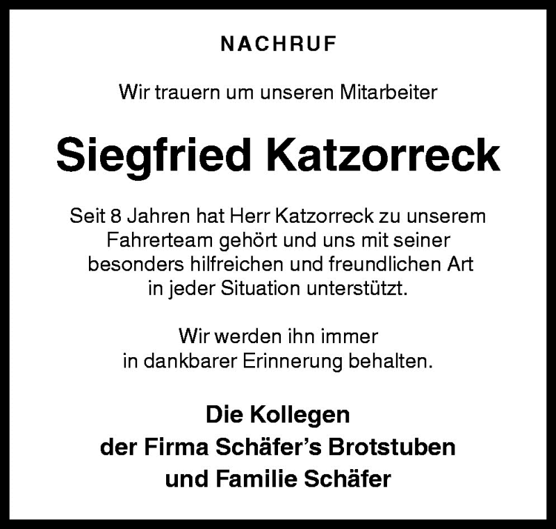  Traueranzeige für Siegfried Katzorreck vom 15.06.2009 aus Neue Osnabrücker Zeitung GmbH & Co. KG