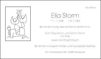 Traueranzeige von Ella Storm von Neue Osnabrücker Zeitung GmbH & Co. KG