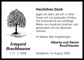 Traueranzeige von Irmgard Bruchhausen von Neue Osnabrücker Zeitung GmbH & Co. KG