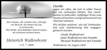 Traueranzeige von Heinrich Wallenhorst von Neue Osnabrücker Zeitung GmbH & Co. KG