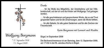 Traueranzeige von Wolfgang Borgmann von Neue Osnabrücker Zeitung GmbH & Co. KG