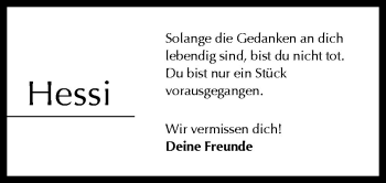 Traueranzeige von Hessi  von Neue Osnabrücker Zeitung GmbH & Co. KG
