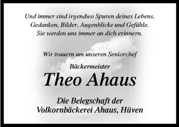 Traueranzeige von Theo Ahaus von Neue Osnabrücker Zeitung GmbH & Co. KG