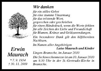 Traueranzeige von Erwin Maurach von Neue Osnabrücker Zeitung GmbH & Co. KG