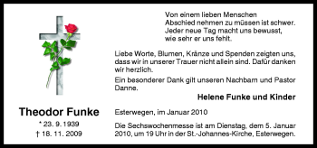Traueranzeige von Theodor Funke von Neue Osnabrücker Zeitung GmbH & Co. KG