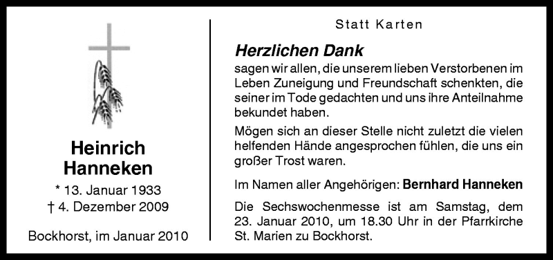  Traueranzeige für Dorothea Mai vom 16.01.2010 aus Neue Osnabrücker Zeitung GmbH & Co. KG