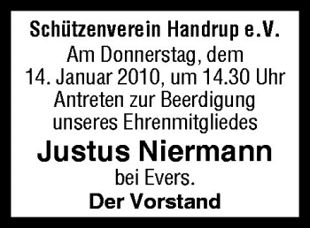 Traueranzeige von Justus Niermann von Neue Osnabrücker Zeitung GmbH & Co. KG