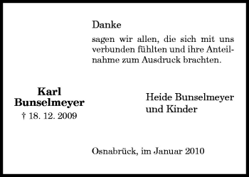 Traueranzeige von Karl Bunselmeyer von Neue Osnabrücker Zeitung GmbH & Co. KG
