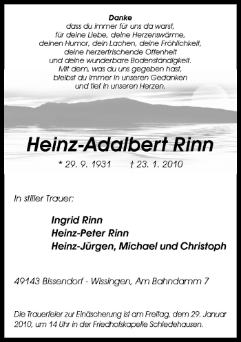 Traueranzeige von Heinz-Adalbert Rinn von Neue Osnabrücker Zeitung GmbH & Co. KG