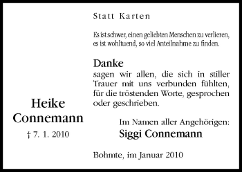 Traueranzeige von Connemann Heike von Neue Osnabrücker Zeitung GmbH & Co. KG