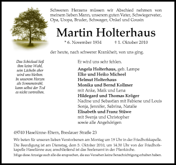 Traueranzeige von Martin Holterhaus von Neue Osnabrücker Zeitung GmbH & Co. KG