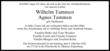 Traueranzeige von Wilhelm Tammen von Neue Osnabrücker Zeitung GmbH & Co. KG