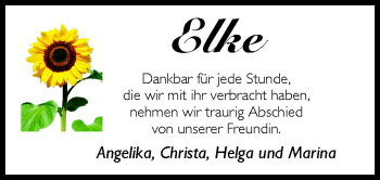 Traueranzeige von Elke  von Neue Osnabrücker Zeitung GmbH & Co. KG