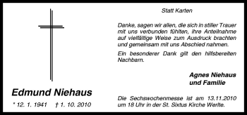Traueranzeige von Edmund Niehaus von Neue Osnabrücker Zeitung GmbH & Co. KG