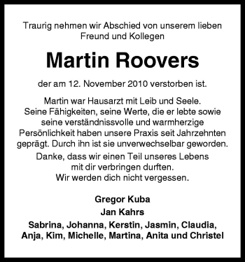 Traueranzeige von Martin Mattheus Roovers von Neue Osnabrücker Zeitung GmbH & Co. KG