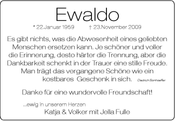 Traueranzeige von Ewaldo  von Neue Osnabrücker Zeitung GmbH & Co. KG
