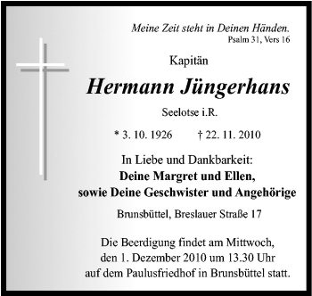Traueranzeige von Hermann Jüngerhans von Neue Osnabrücker Zeitung GmbH & Co. KG